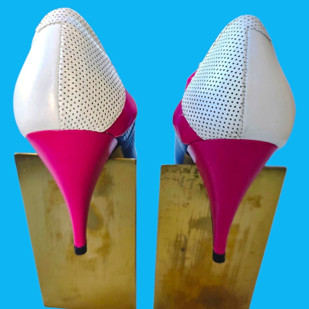 Vintage Enzo Angiolini "Gilda" Colorblock Pumps – Made in Italy – 8.5 M – NEW in - Picture 10 of 15